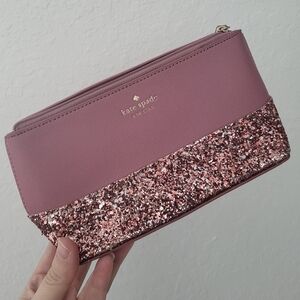 KATE SPADE Little Shiloh All That Glitters Cosmetic Make-up Bag Pink Clutch